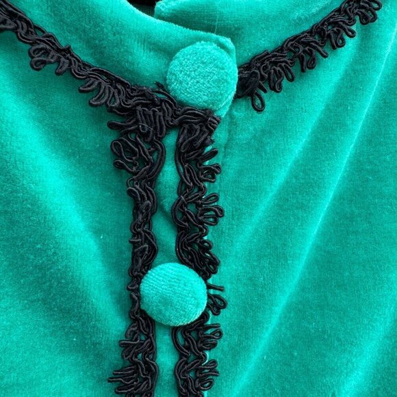 La Redoute Vintage Green Velour Velvet Oversize Lace Embroidered Trim Cardigan M - Picture 3 of 11
